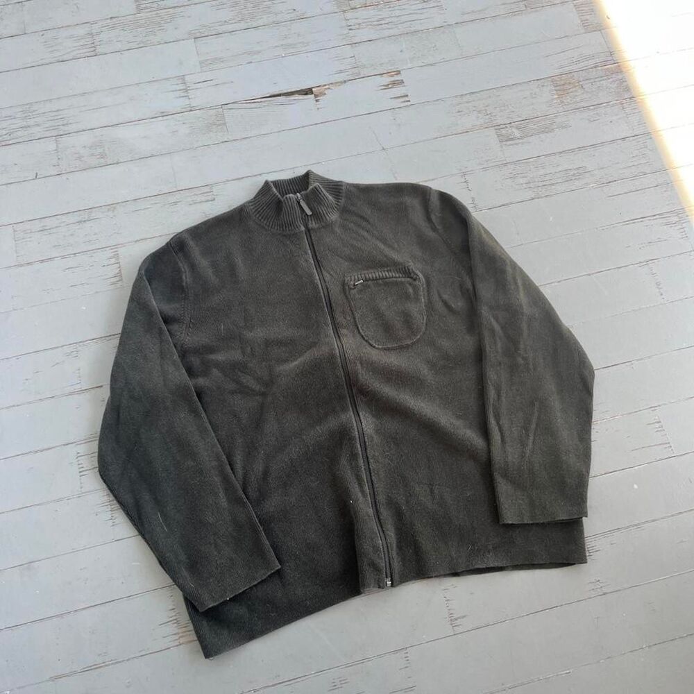 Woolrich Old Money Military-style Y2K Full Zip Sweater